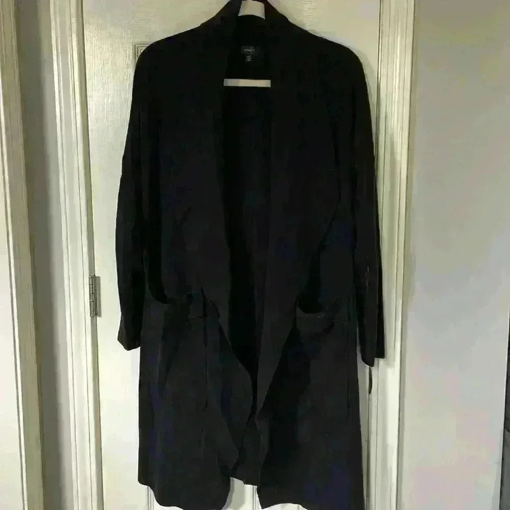 Ontwelfth black knit duster length cardigan